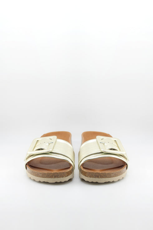 Verbenas Cork Sole Slide Sandals with Buckle